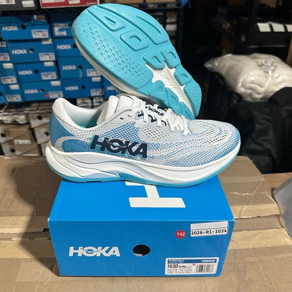 HOKA Rincon 4 'Frost/Skyward Blue' Sneakers 1155130-FSK | Mens 10.5 D | NIB